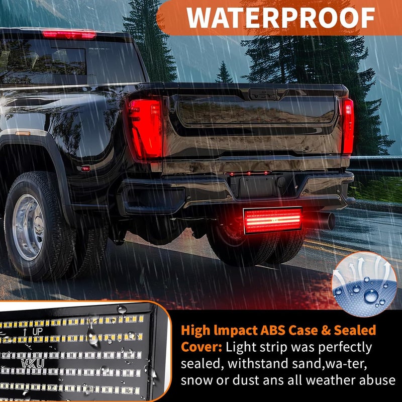 VKU Hitch Cover with LED Light, 6 Rows and 216 pcs LED Chips 6 Mode of Full Lighting Universal Fit 2" Receiver for Towing Truck Chevy (Chevrolet), Ford, GMC, Dodge RAM, Jeep, ATV SUV Van SUV - Image 3